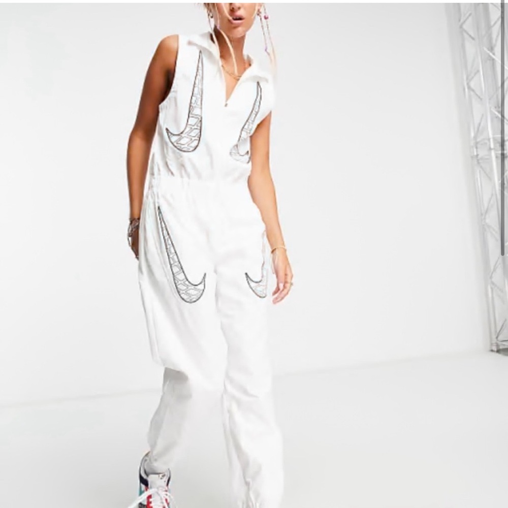 Nike Women's White Hooded Jumpsuit